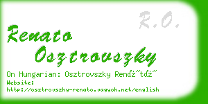 renato osztrovszky business card